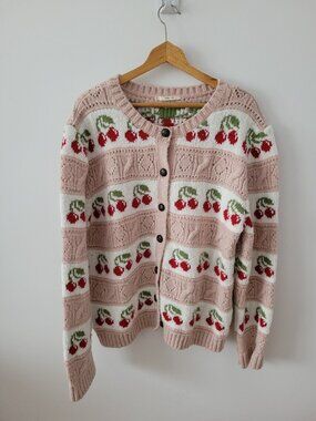 Kimchi Blue (Urban Outfitters) Cherry Motif Knit Cardigan-XL